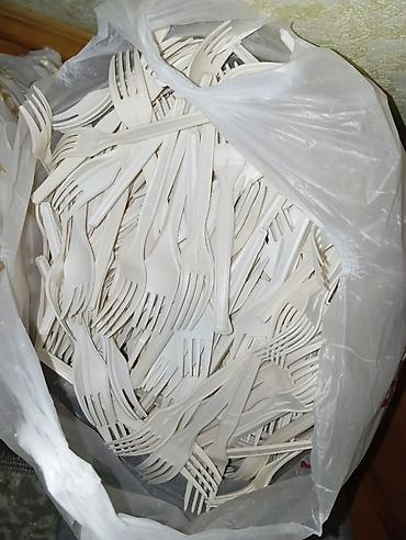plastik qablar: Birdəfəlik plastik qaşıq və çəngəl dəsti - Rəng: ağ - Material — 4