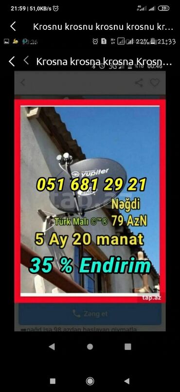 reqemsal tuner - Azərbaycan: Peyk antena kredit krosna quraşdırılması Aylıq 20 Azn 5 Ay Ünvana
