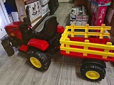 Traktori: Dečji traktor na akumulator sa prikolicom – crveno/žuti - Električni — 18