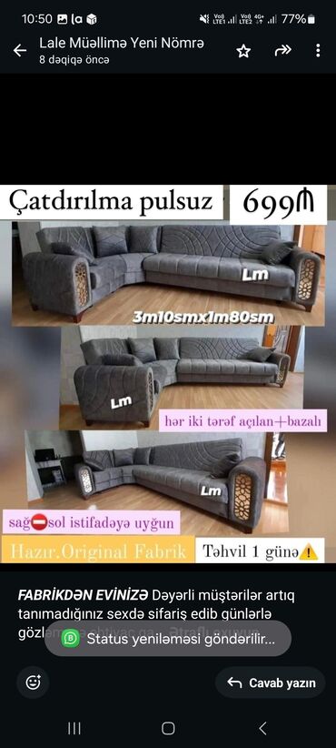 Qonaq otağı dəstləri: Künc divan, Qonaq otağı üçün, Bazalı, Açılan, Kitab