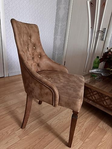 qonur rəng: 6eded stul Klassik dizaynlı yumşaq oturacaqlı stul - Rəng: isti qonur — 2