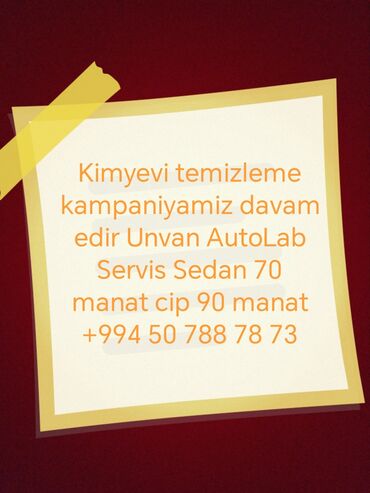 Başqa xidmətlər: Kimyevi Temizleme Kampaniyamiz Davam.edir Bu ayin Axrina Qeder Sedan