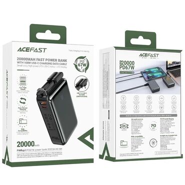 зарядка аккумулятор: Портативное зарядное устройство Acefast с емкостью 20000 мАч и