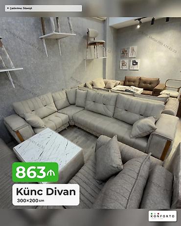 deşən: Künc divan – 300×200 sm - Rahat L formalı dizayn: böyük oturma sahəsi — 1
