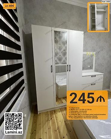 Dolablar: Məhsul: 3 qapılı dolab (Kod: 12009) Xüsusiyyətlər: - Rəng seçimi — 1
