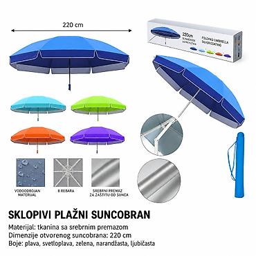 KMT Jednobojni suncobran 2904191 Sklopivi plažni suncobran namenjen