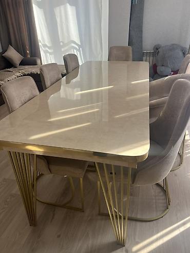 daimon home masa ortusu: Yemək masası və 8 ədəd stul dəsti - Stil: Müasir-lüks dizayn - Masa — 3