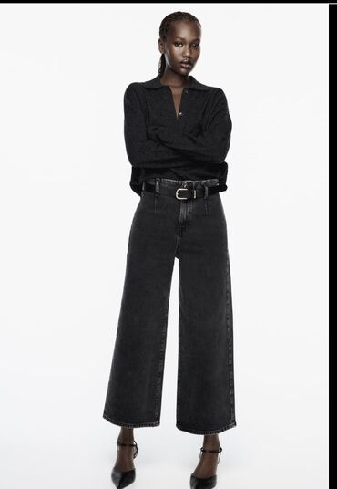 мужские джинсы с высокой посадкой: Джинсы и брюки, цвет - Черный, Новый