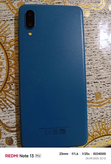 сотовый телефон fly ezzy 9: Samsung Galaxy A02, 32 GB, rəng - Göy, Sensor, Barmaq izi, İki sim kartlı