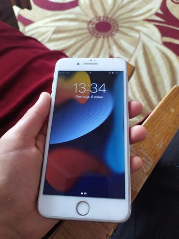 iphone 6 7: IPhone 7 Plus, Колдонулган, 32 ГБ, Күмүш, Заряддоочу түзүлүш, Коргоочу айнек, 100 %