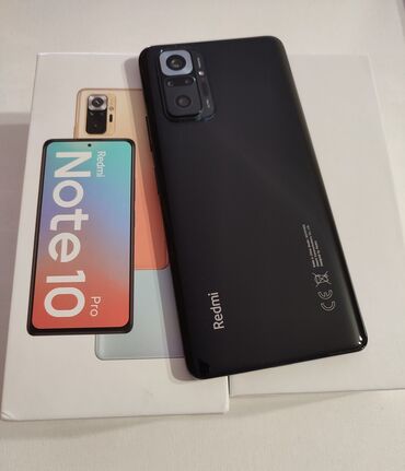 teze telfon: Redmi Note 10 Pro, 128 GB, rəng - Qara, Sənədlərlə