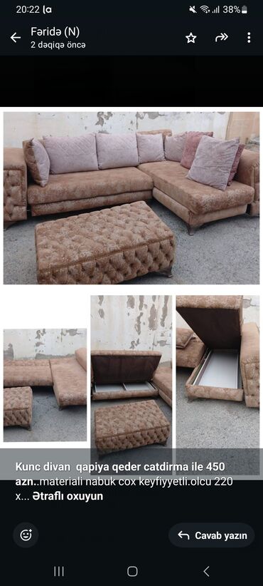 диван и 2 кресла мягкая мебель: Künc divan, Açılmayan, Bazalı, Nabuk, Ödənişli çatdırılma