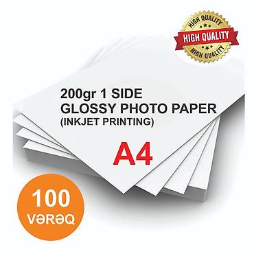 Ofis ləvazimatları: A4 1 tərəfli glossy foto kağız (200gr) Epson, HP, Canon printerlərinə — 1