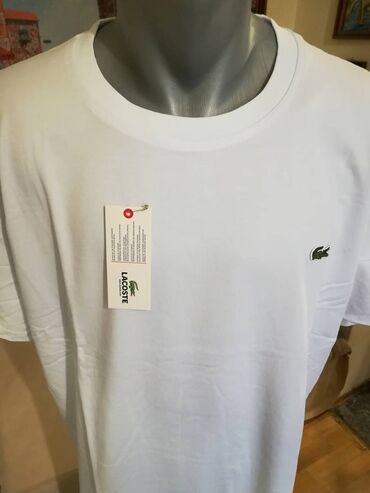 jednobojne majice: Majica na kratke rukave, 5XL (EU 62), 6XL (EU 64), Lacoste, bоја - Bela, Pamuk