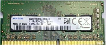 Operativ yaddaş (RAM): Operativ yaddaş (RAM) Samsung, 8 GB, 3200 Mhz, DDR4, Noutbuk üçün, İşlənmiş