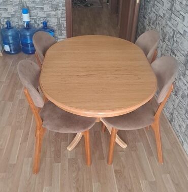 ikinci əl stul stol: Oval masa, 4 stul