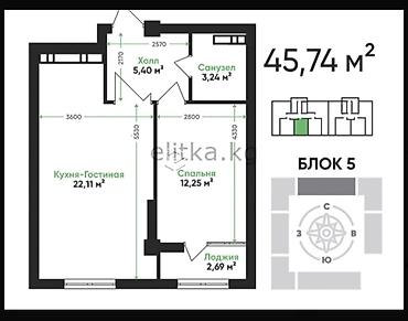 46: 2 комнаты, 46 м², АЮ Гранд Элитка, 9 этаж, Дизайнерский ремонт — 6
