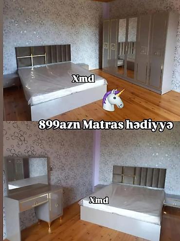 ucuz oboylar ve qiymetleri: Yataq otağı mebel dəsti Komplektə daxildir: - Yumşaq üzlü, qızılı — 1