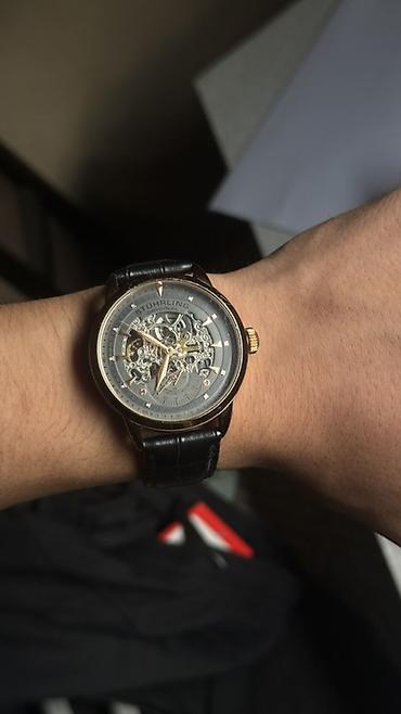 кожаный корсет: Механические часы Stuhrling Original с автоподзаводом (скелетон) - — 1