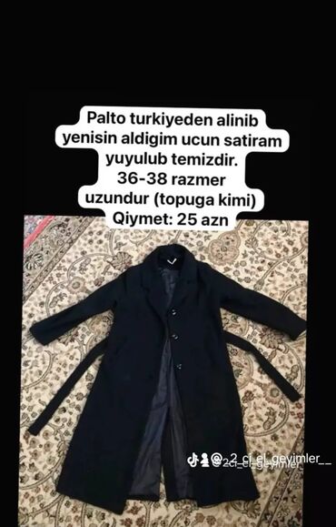 qadınlar üçün drap palto: Palto M (EU 38), rəng - Qara