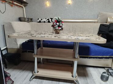двухъярусная кровать и письменный стол: Стол, түсү - Саргыч боз, Жаңы