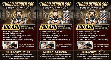 24 saat lombard: Turbo Barber Shop – Bərbərlik Kursları Xidmətin məzmunu: - — 1