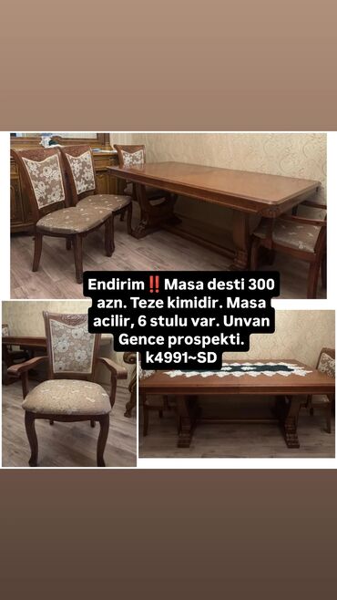 Masa və oturacaq dəstləri: YAlniz WHATSAPA YAZIN ZENG AKTIV DEYIL