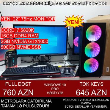 Masaüstü kompüterlər və iş stansiyaları: Oyun üçün Kompüter "DDR4 Core i7 5820K GTX1050 2GB 500GB NVME” ⭐Tək — 3
