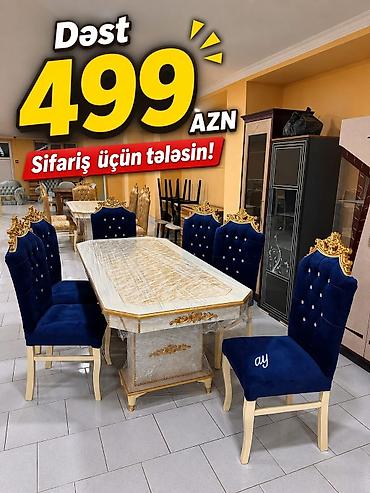 ustullar: *Masa desti* *stol stul* Masa 93 ×200 +6 ədəd oturacaq 🎨 Rəng seçimi — 1
