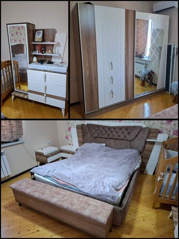 Шкафы: Двуспальная кровать, Шкаф, Трюмо, 2 тумбы, Б/у