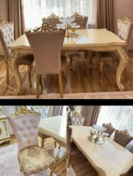 журнальный столик деревянный: Qonaq otağı üçün, İşlənmiş, Kvadrat masa, 6 stul