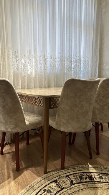 кухонные стулья: Qonaq otağı üçün, Yeni, Açılan, Kvadrat masa, 4 stul