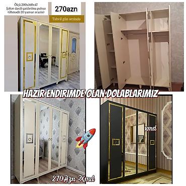 islenmis seyf qapi: Yeni, 4 qapılı, Güzgülü, Açılan, Düz dolab — 1