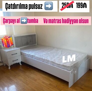 Çarpayılar: Yeni, Təknəfərlik çarpayı, Bazasız, Matras ilə, Siyirməsiz