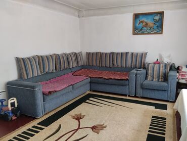 Мебель: Угловой диван, цвет - Голубой, Б/у
