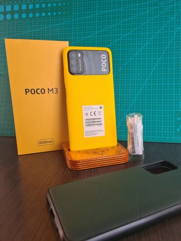 денди цена: Poco M3, Колдонулган, 64 ГБ, түсү - Сары, 2 SIM