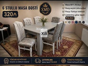 hinduşka əti qiyməti: 6 stullu masa dəsti - Masa ölçüsü: 90 × 170 sm - Rəng seçimi — 1
