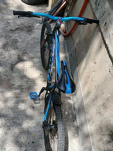 scott: Scott markalı dağ velosipedi. Qara-göy rəng kombinasiyasında, sərt — 10