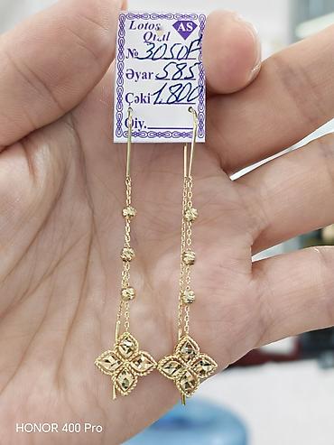 Aksesuarlar: Sırğa, Sarı qızıl, 585 Əyar, 1800 g — 1