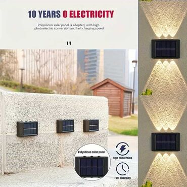 Rasveta: 6 LED solarnih zidnih svetala za spoljnu upotrebu/2 komada. Opremljen — 5