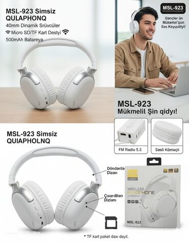беспроводные наушники xiaomi купить в баку: Новый Беспроводные (Bluetooth) Наушники, MSI, цвет - Серебристый