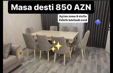 yumru besik: Masa dəsti – 850 AZN Tərkibi: - Açılan (genişlənən) yemək masası - 8 — 1