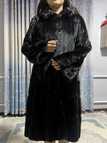 Шубы: Шуба, Норка, Длинная модель, С капюшоном, XL (EU 42)
