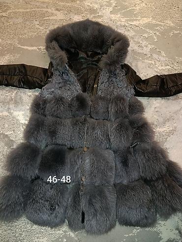 tech flecee: Шуба, Чернобурка, По колено, С капюшоном, M — 1