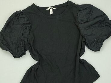 bluzki czarne z bufiastymi rękawami: Bluzka Damska, H&M, L, stan - Bardzo dobry