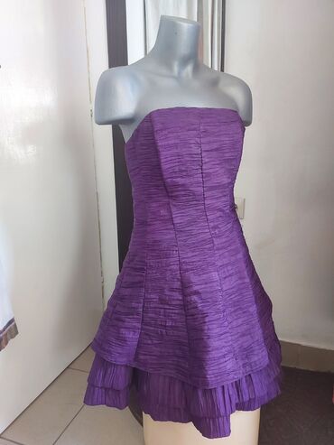 kožna haljina zara: XS (EU 34), S (EU 36), M (EU 38), color - Purple, Evening, Without sleeves
