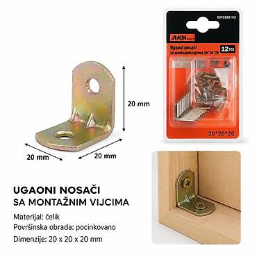 KMT L dvoredni tip ugaoni – set ugaonih nosača sa montažnim vijcima za