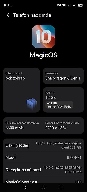 honor 9 b: Honor X9 5G, 256 GB, rəng - Boz, Sensor — 3