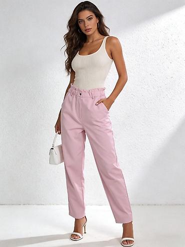 Pantalone: ✅Ženske ravne pantalone sa elastičnim pojasom - Kroj: ravne nogavice — 6