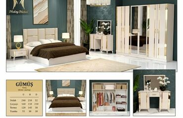 Yataq otağı dəstləri: İkinəfərlik çarpayı, Termo, Dolab, 2 tumba, Azərbaycan, Yeni — 5